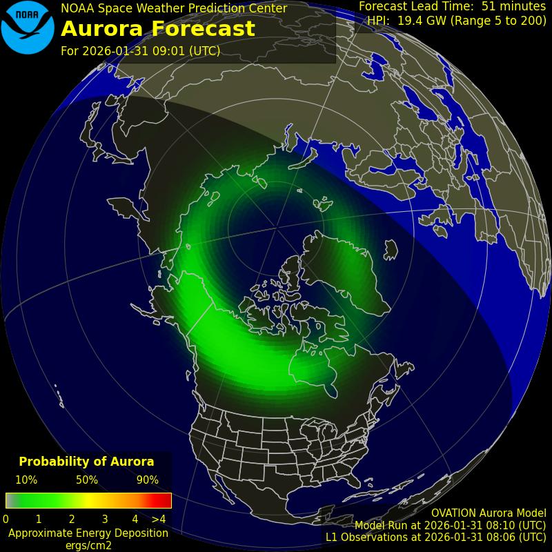 NOAA Ovation Aurora Forecast